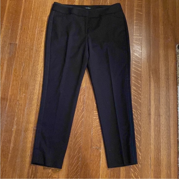 WHBM Slim Ankle Length Black Dress Pants Tuxedo Stripe  8 - Picture 4 of 10